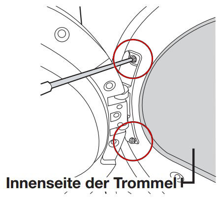 Anschlagseite der Tür bei Samsung Kondensationstrockner ändern, Innenseite der Trommel