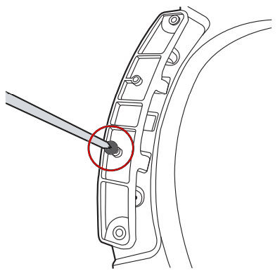 Anschlagseite der Tür bei Samsung Kondensationstrockner ändern, Schraube in unterer Bohrung festziehen