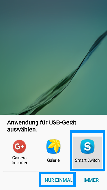 Datenübertragung von iOS zu Samsung Galaxy Smartphone mit Smart Switch, Smart Switch Mobile für erkanntes Gerät auswählen