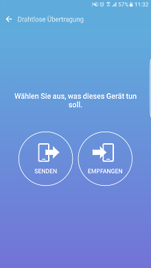Samsung Android, Datenübertragung mit Smart Switch, Senden oder Empfangen auswählen