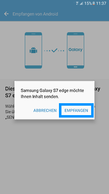 Samsung Android, Datenübertragung mit Smart Switch, Empfang bestätigen