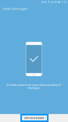Samsung Android, Datenübertragung mit Smart Switch, Übertragungsbestätigung