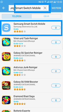 Samsung Android, Datenübertragung mit Smart Switch, Smart Switch auswählen