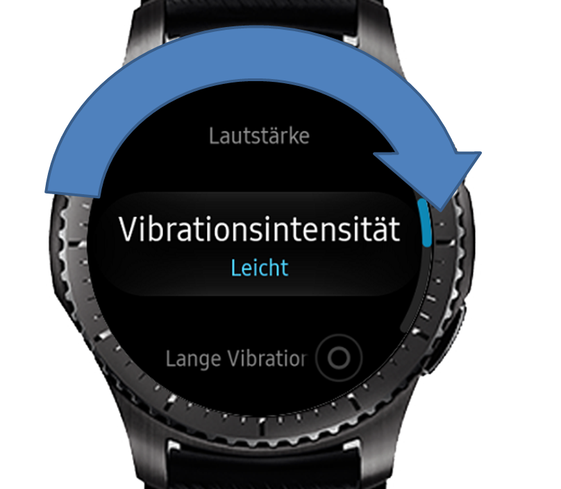 Samsung Gear S3 (classic/frontier), Vibrationseinstellung ändern