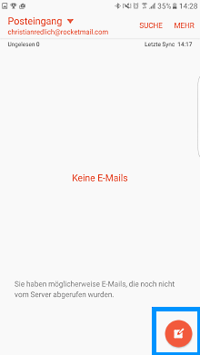 Samsung Smartphone, Dateianhang an E-Mail, Schritt 2, Nachricht erstellen auswählen