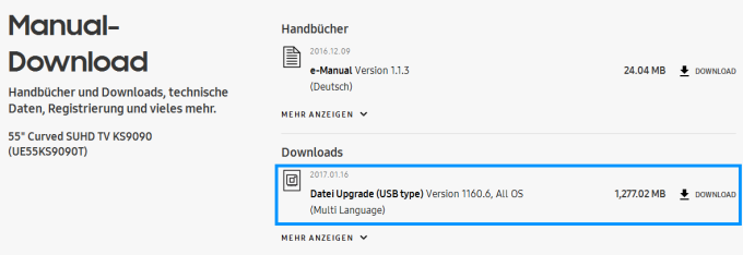 Aktuellste Softwareversion von einem Samsung-Smart-TV herunterladen