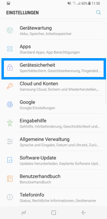Öffnen sie Gerätesicherheit