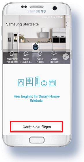 Samsung Family Hub Kühlschrank, Einrichtung Smart Home App