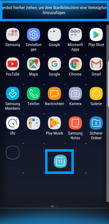 Start-und App-Bildschirm des Galaxy S8/S8+, Apps verschieben und Ordner erstellen