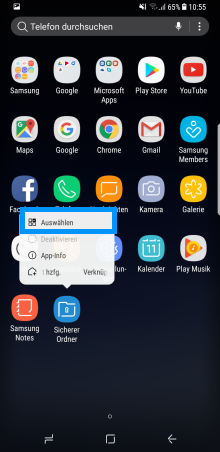 Start-und App-Bildschirm des Galaxy S8/S8+, Apps verschieben und Ordner erstellen