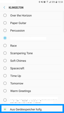Samsung Galaxy Smartphone, Klingelton anpassen, Schritt 3, Klingelton hinzufügen bzw. aus Gerätespeicher hinzufügen