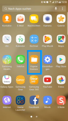 Samsung Galaxy Smartphone, Klingelton anpassen, Eigene Töne manuell hinzufügen, Schritt 1, Eigene Dateien öffnen