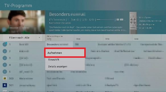 Samsung QLED Smart TV, Sendungen aufnehmen