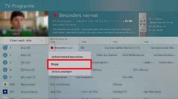 Samsung QLED Smart TV, Sendungen aufnehmen