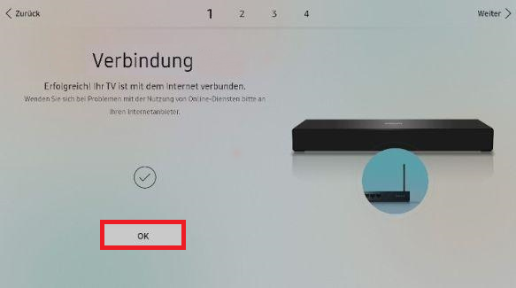 Samsung Smart QLED TV, drahtlose Internetverbindung herstellen