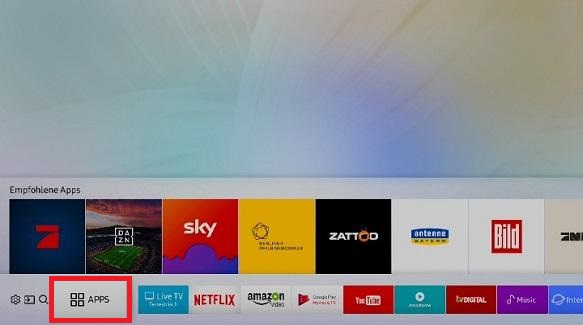 Apps von Samsung QLED TV entfernen, App auswählen