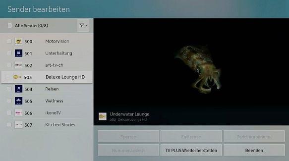 Samsung QLED Smart TV, Sender sortieren und entfernen