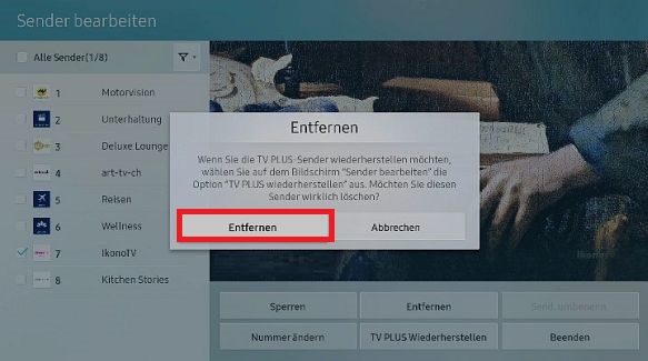 Samsung QLED Smart TV, Sender sortieren und entfernen
