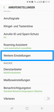 Samsung Glaxy S8/S8 plus, Rufnummerunterdrückung einstellen