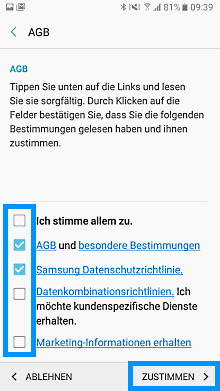 Samsung Galaxy S8/S8 +, neues/vorhandenes Samsung Konto einrichten