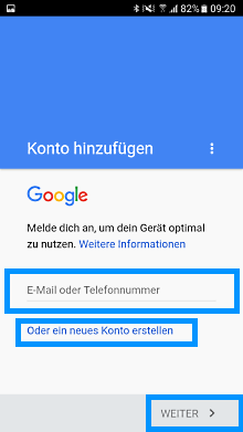Samsung Galaxy A5 (2017), neues/vorhandenes Google Konto einrichten