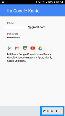 Samsung Galaxy A5 (2017), neues/vorhandenes Google Konto einrichten
