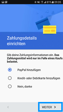 Samsung Galaxy A5 (2017), neues/vorhandenes Google Konto einrichten