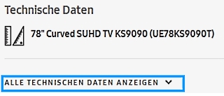 Samsung Smart TV, Aufnahmefunktion (PVR-Funktion), Alle technischen Daten anzeigen