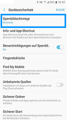 Samsung Galaxy A3 (2017), PIN einrichten