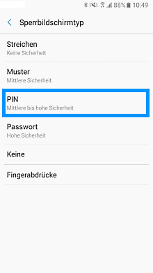 Samsung Galaxy A3 (2017), PIN einrichten