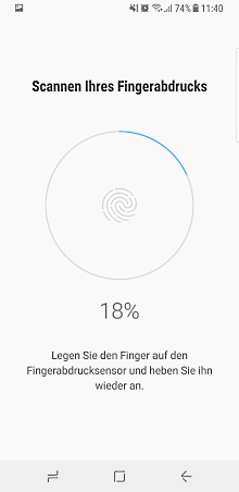 Fingerabdruck auf Galaxy S8/S8+ einrichten oder entfernen, Lademaske