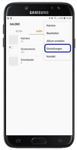 gelöschte Bilder auf Samsung Galaxy wiederherstellen, Galerie-Einstellungen