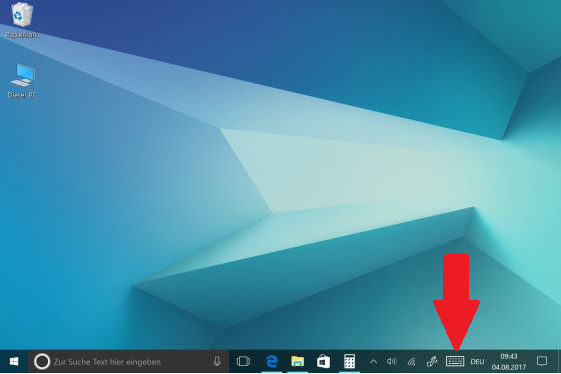 Layout der Bildschirmtastatur von einem Samsung Galaxy Book ändern, Tastatur-Symbol auf der Taskleiste