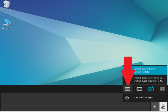 Layout der Bildschirmtastatur von einem Samsung Galaxy Book ändern, Standardlayout-Symbol
