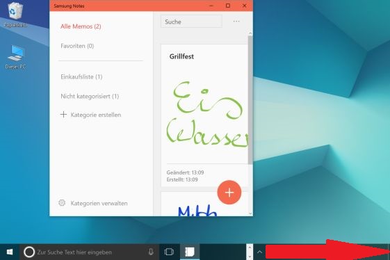 Notiz mit S Pen auf Galaxy Book erstellen, zurück zum Desktop