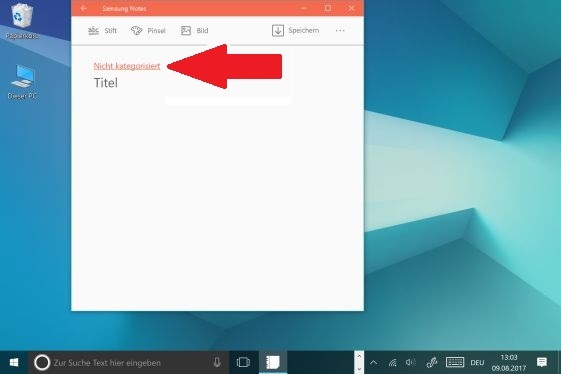 Notiz mit S Pen auf Galaxy Book erstellen, Notiz einordnen