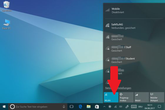 Internetverbindung auf Galaxy Book deaktivieren, verfügbare WLAN-Netzwerke