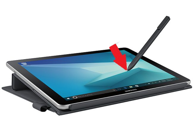 S Pen Befehle-Menü auf Galaxy Book aufrufen, S Pen über Bildschirm halten