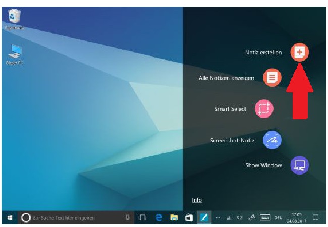 S Pen Befehle-Menü auf Galaxy Book aufrufen, App auswählen