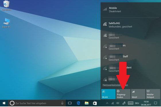 Flugzeugmodus auf Samsung Galaxy aktivieren, Flugzeugmodus auswählen