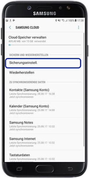 Wie erstelle ich ein Backup mit Samsung Cloud?