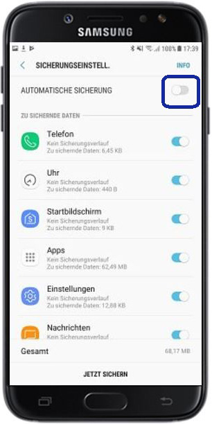 Wie erstelle ich ein Backup mit Samsung Cloud?