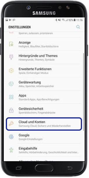 Backup aus Samsung Cloud aufspielen, Cloud und Konten