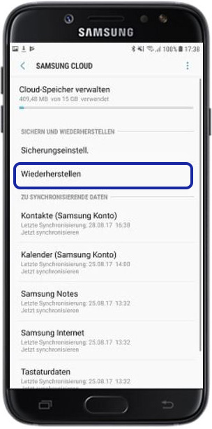 Backup aus Samsung Cloud aufspielen, Samsung Cloud, wiederherstellen
