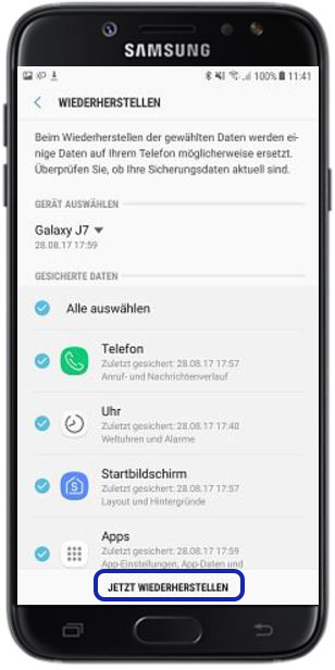 Backup aus Samsung Cloud aufspielen, jetzt wiederherstellen