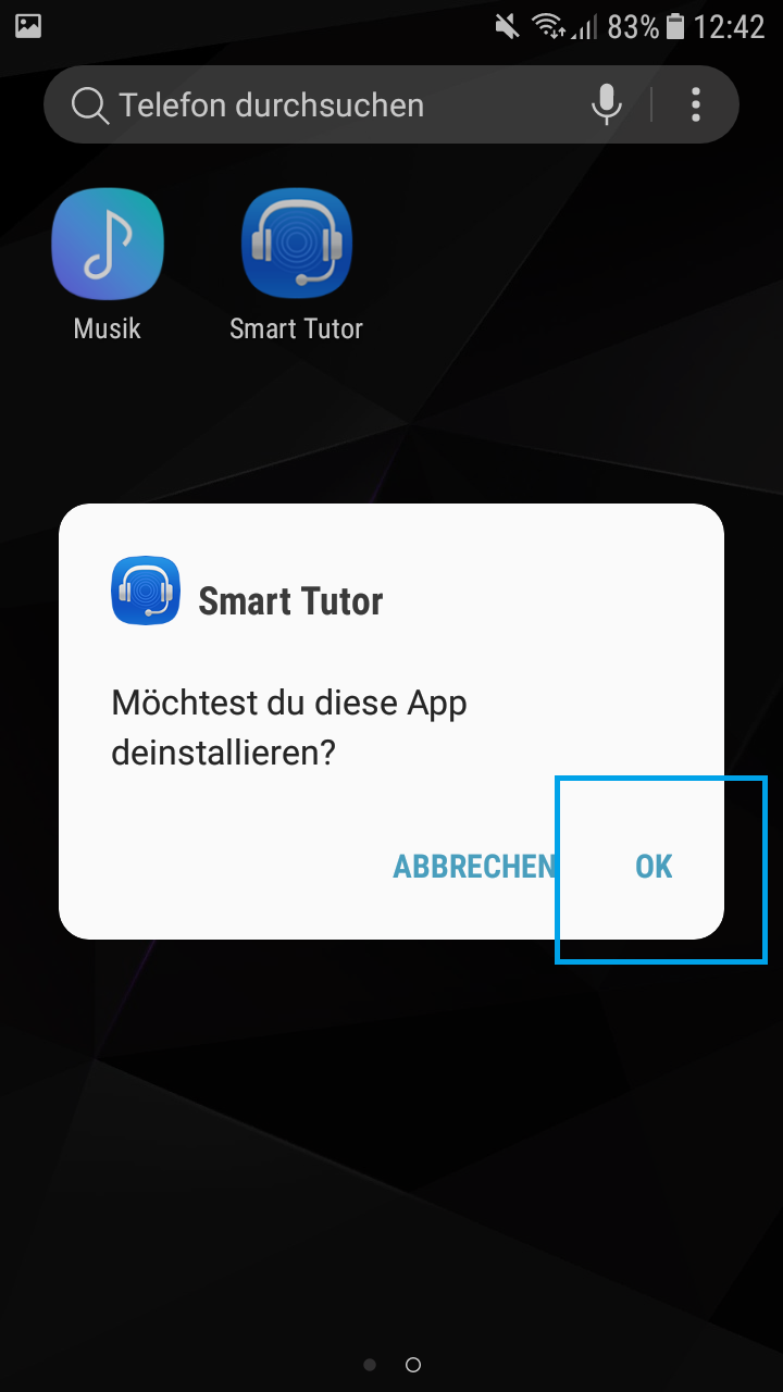 Apps bei Samsung-Galaxy Note8 deinstallieren, Bestätigung