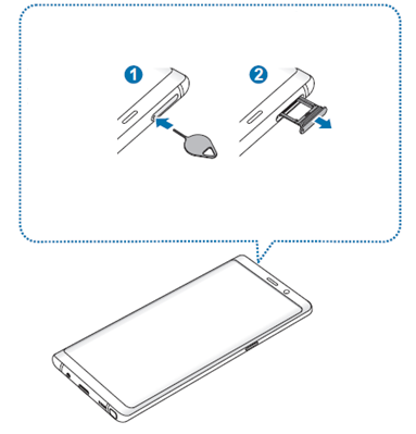 Speicherkarte in Samsung Galaxy Note8 einlegen, Kartenhalter ausziehen