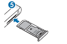 SIM und Speicherkarte in Samsung Galaxy Note8 einsetzen, Kartenhalter in den Karteneinschub schieben