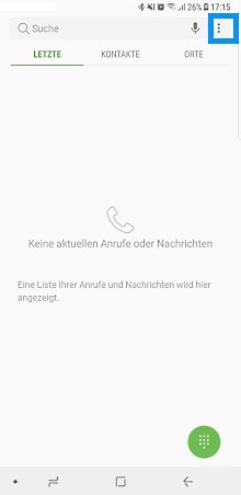 Samsung Galaxy Note 8, Rufumleitung einstellen, MEHR Symbol auswählen