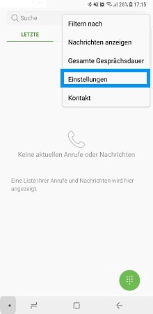 Samsung Galaxy Note 8, Rufumleitung einstellen, Einstellungen auswählen